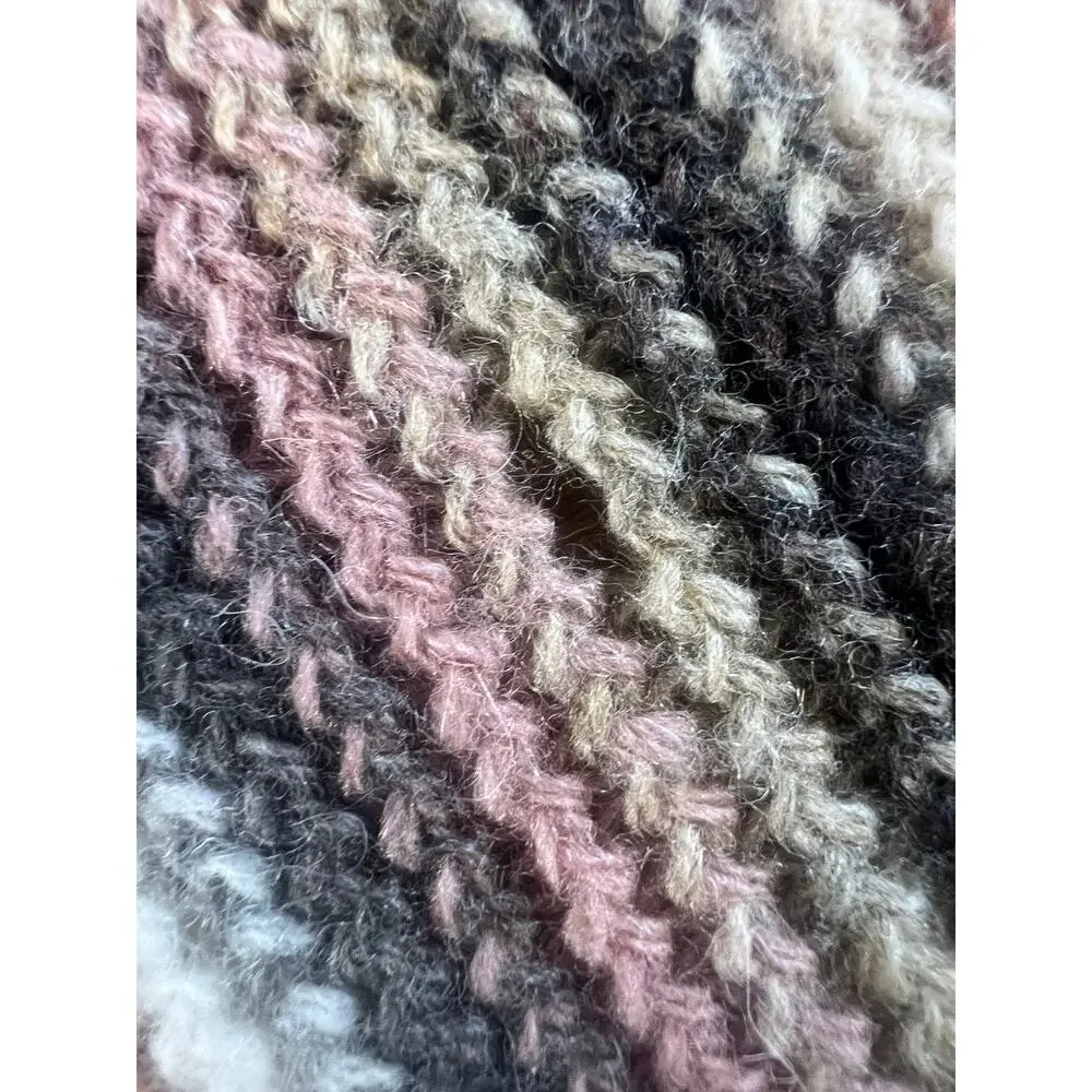VTG William Brunton Hand Knits Scarf 100% Lambswool Made Scotland Striped Fringe